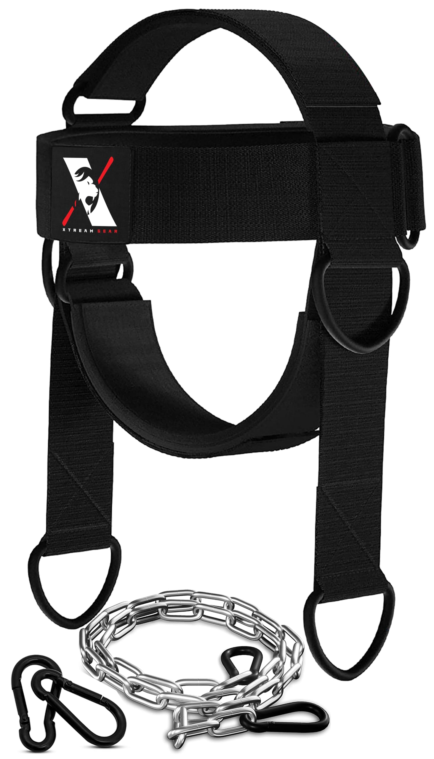 Xtream Gear Neck Harness Weight Lifting Training, Head Harness Weight lifting, 4mm Padded Neck Builder, 90cm Long Adjustable Steel Chain for Gym Boxing Workout Strengthener Trainer Strength Resistance