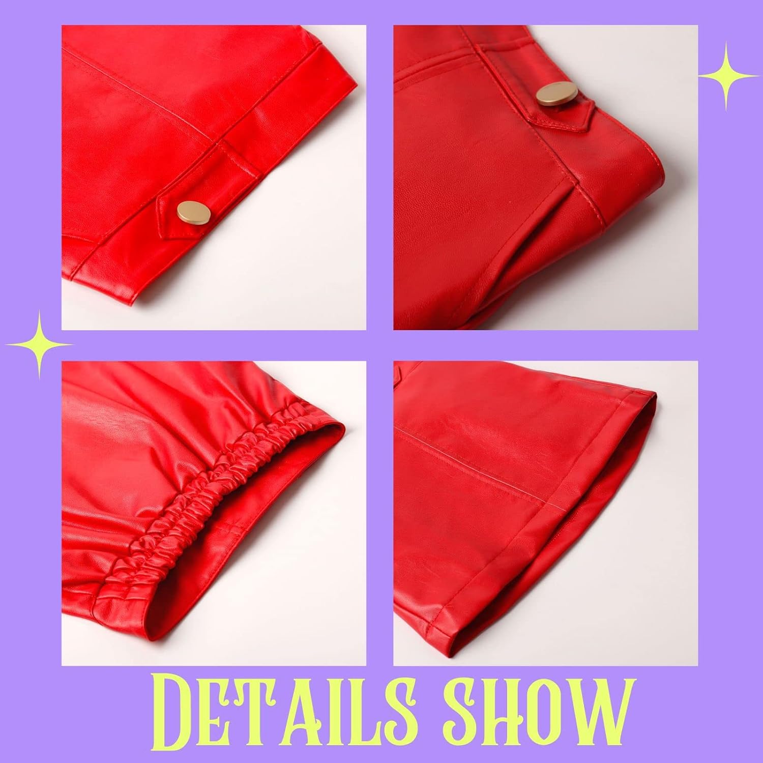 WELAKEN Girls and Toddler's Faux Leather Short Skirts with Side Pocket - Image 4