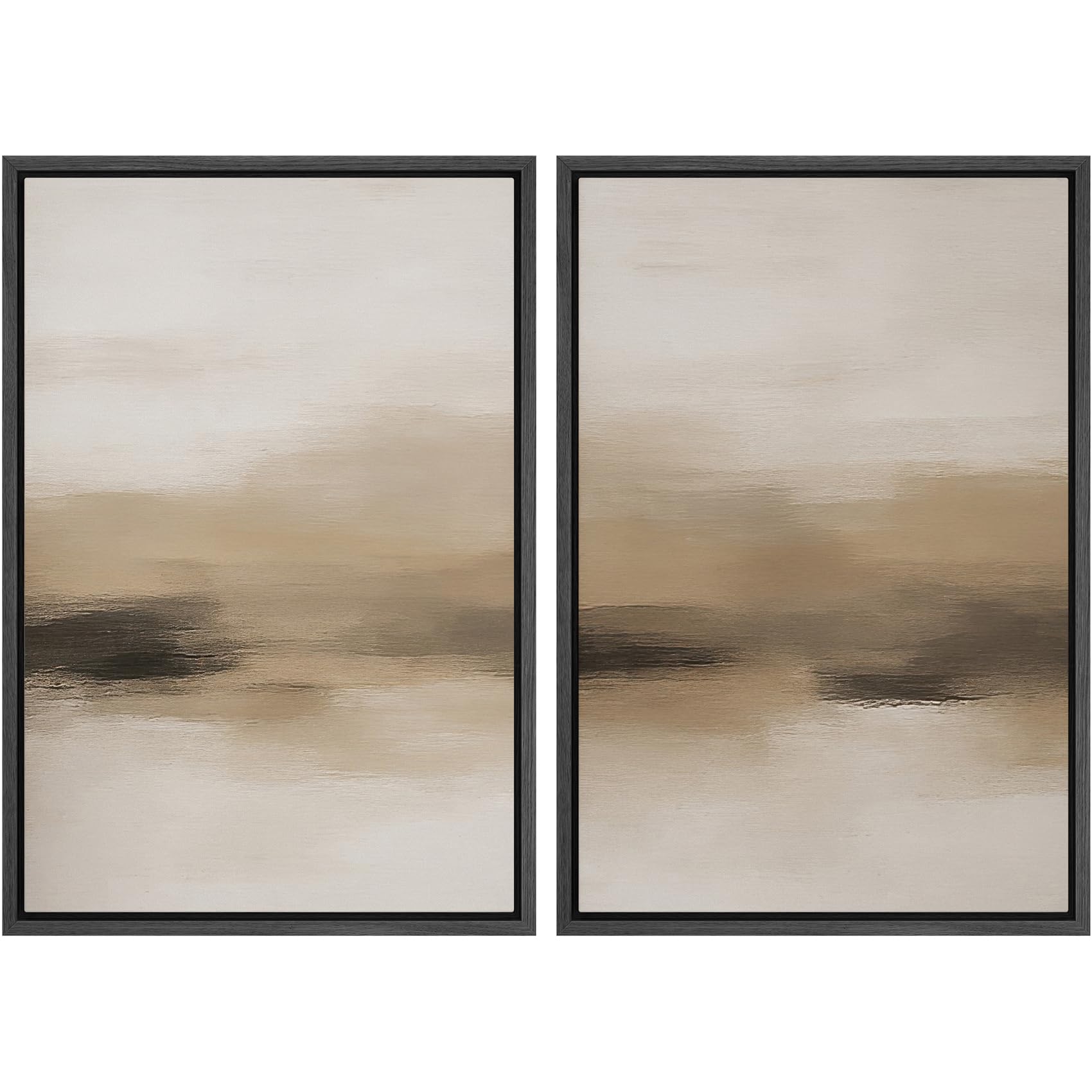 MUDECOR Framed Canvas Print Wall Art Monochromatic Gradient Abstract Minimalist Gray Illustrations Modern Art Decorative Bohemian Colorful Chic for Living Room, Bedroom, Office - 16"x24"x2 Black — view 27