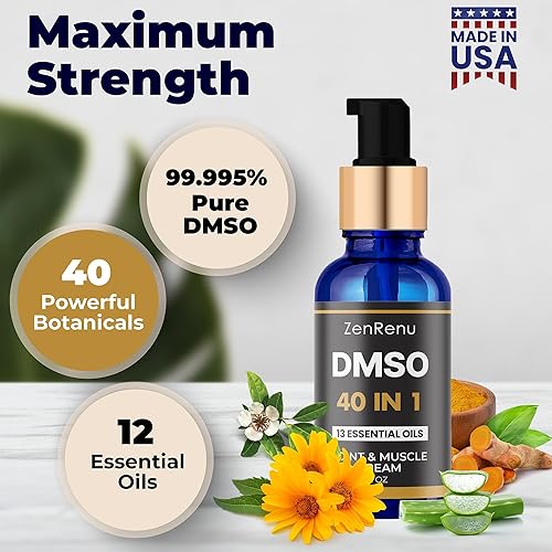 Miniatura 3 de Zenrenu DMSO Crema para comodidad muscular y articular, fórmula 40 en 1 con 13 aceites esenciales, árnica, aloe vera y MSM, tópico de rápida