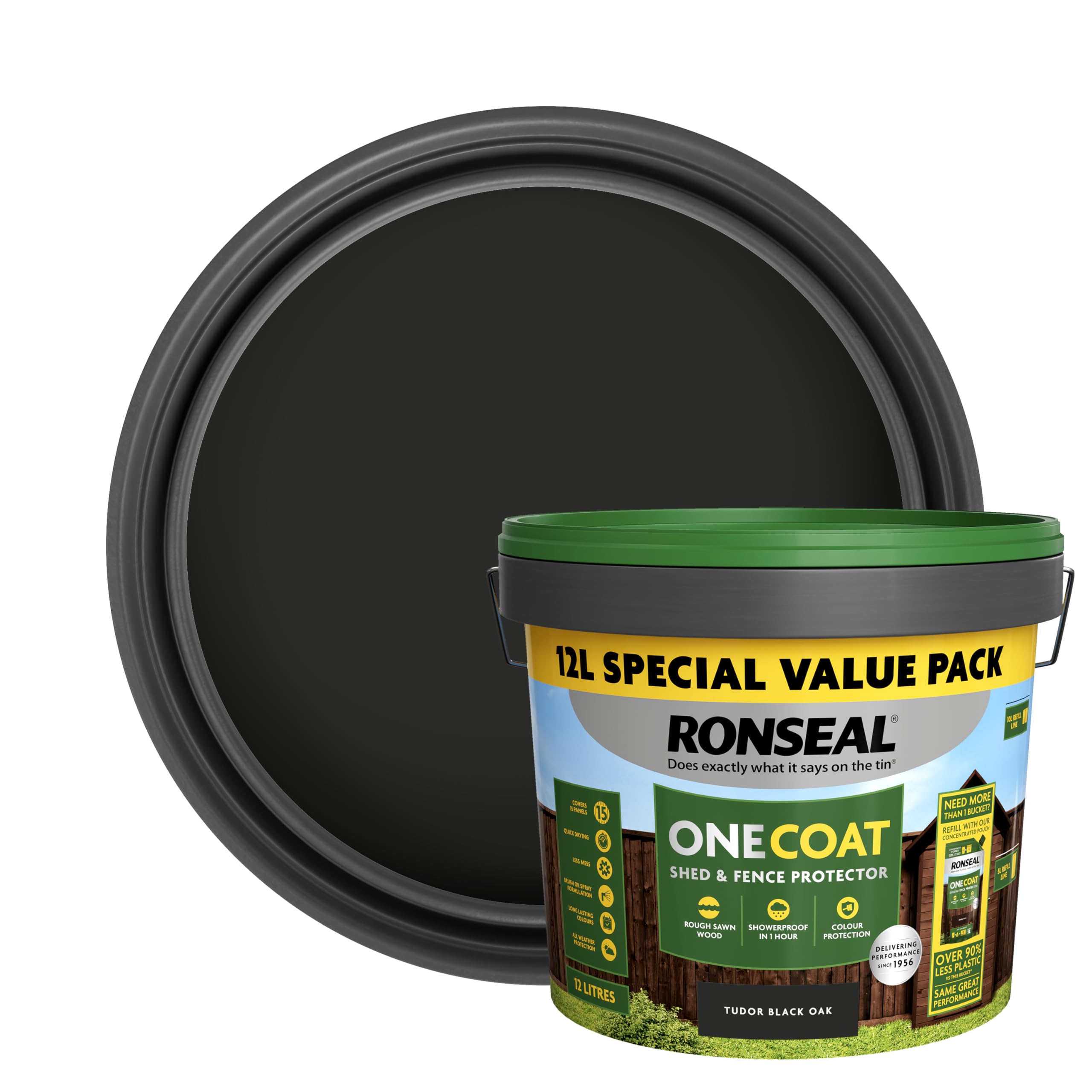 Ronseal One Coat Shed and Fence ProtectorTudor Black Oak 12L