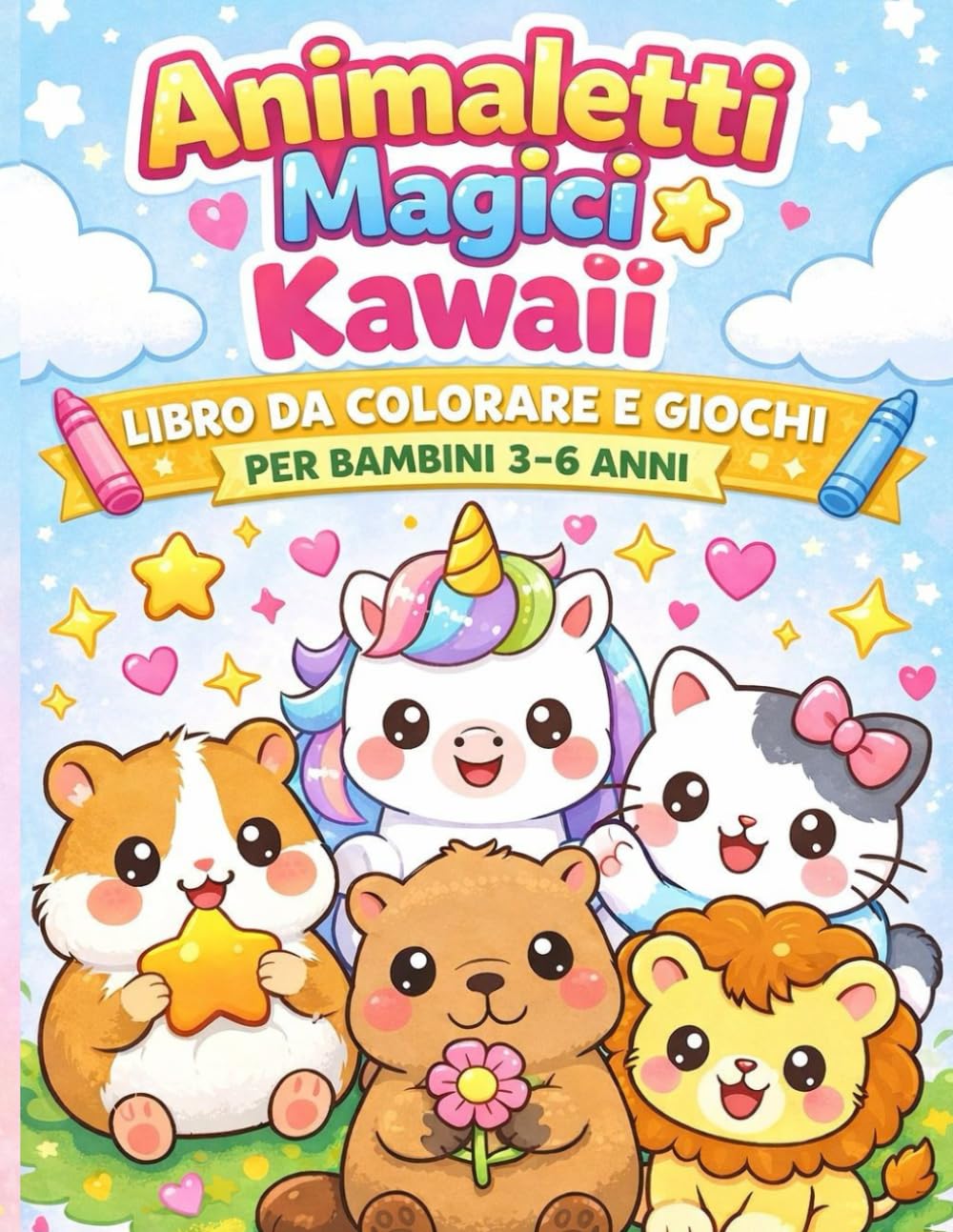 Animaletti Magici Kawaii: Libro da colorare per bambini - con giochi divertenti