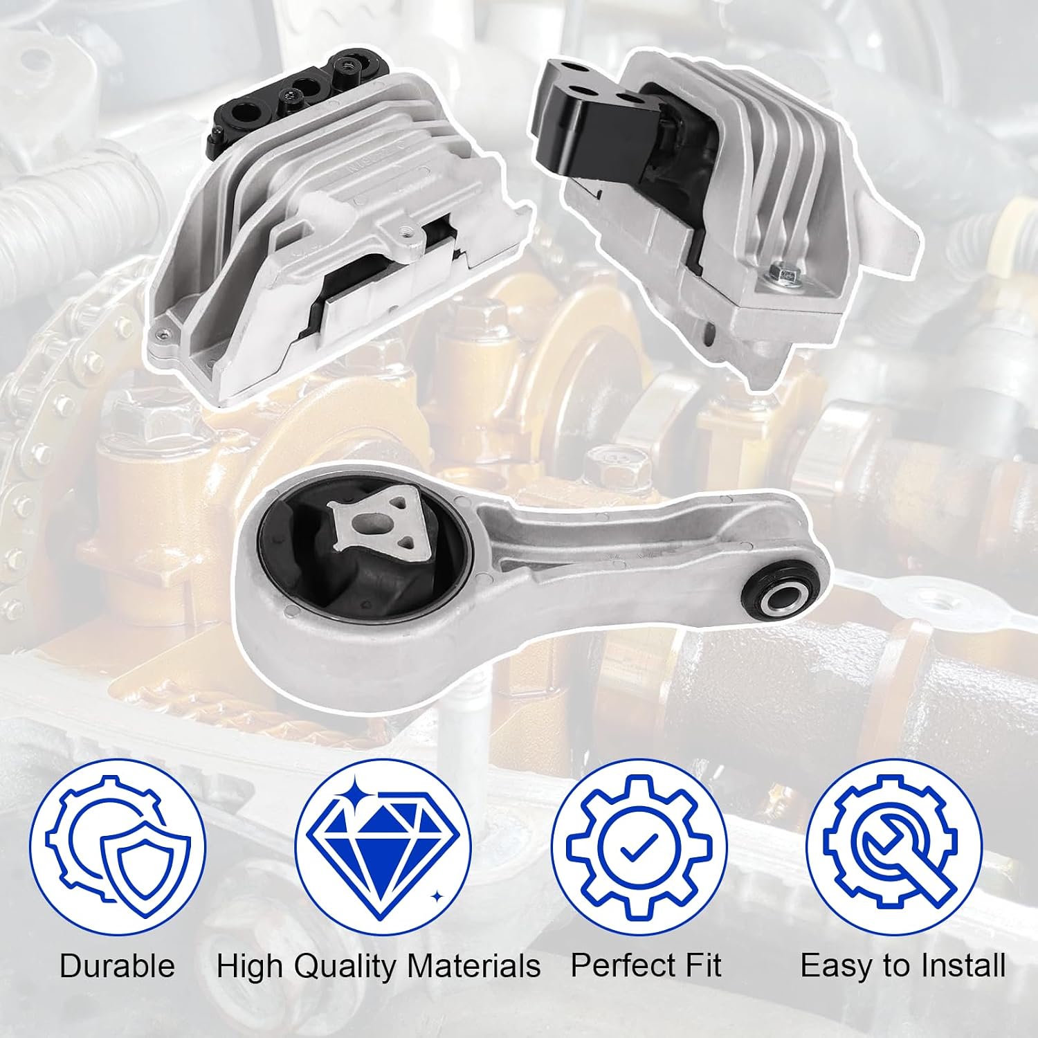 Engine Motor Mount Kit Compatible with Dodge Journey 2.4L 2011-2017 Replacement for OE A5687 A5686 A5754 Torque Strut Mount & Transmission Mount Set of 3