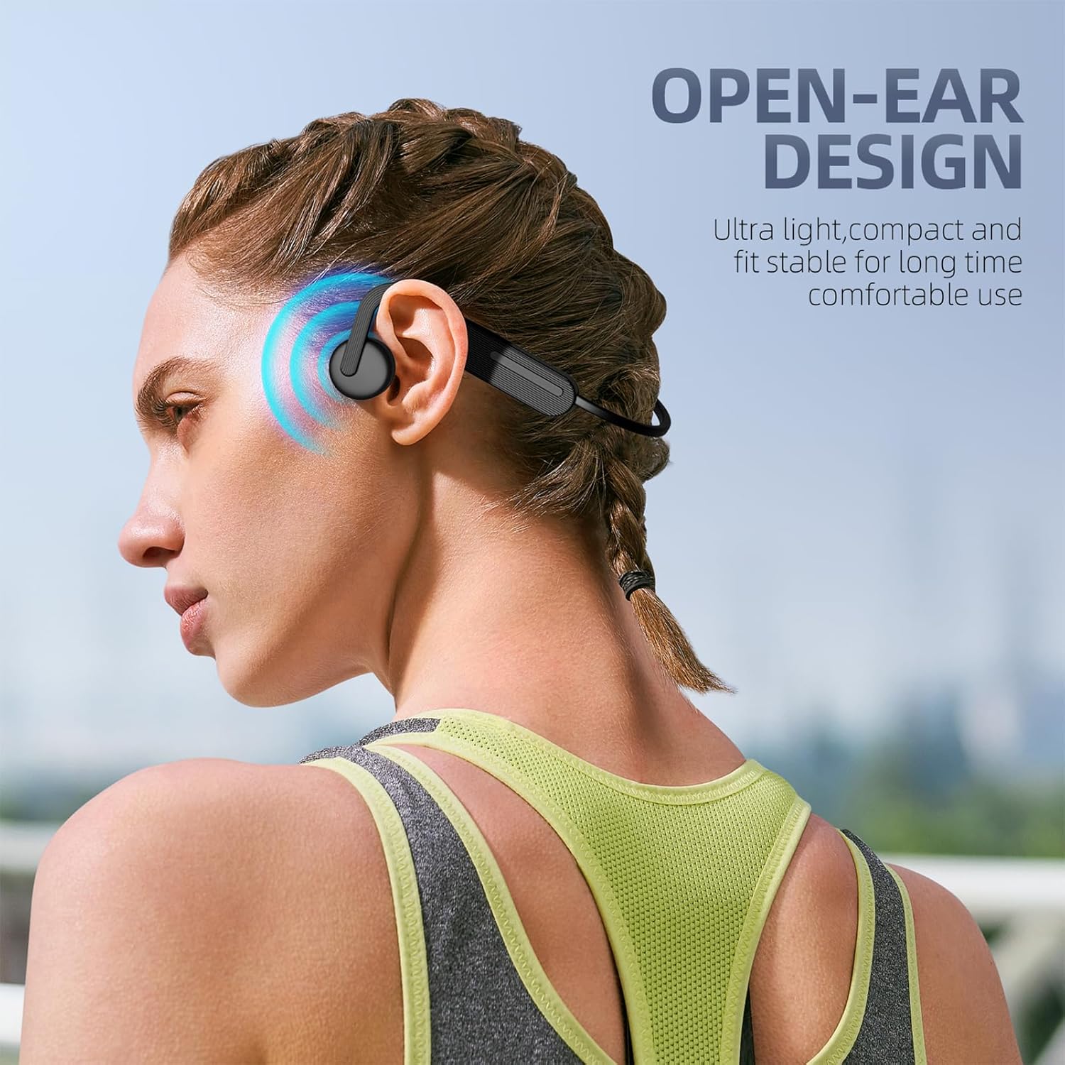 Bone Conduction Headphones Open Ear Headphones Bluetooth 5.4 Sports Wireless Earphones with Built-in Mic, Sweat Resistant Headset for Running, Cycling, Hiking, Driving