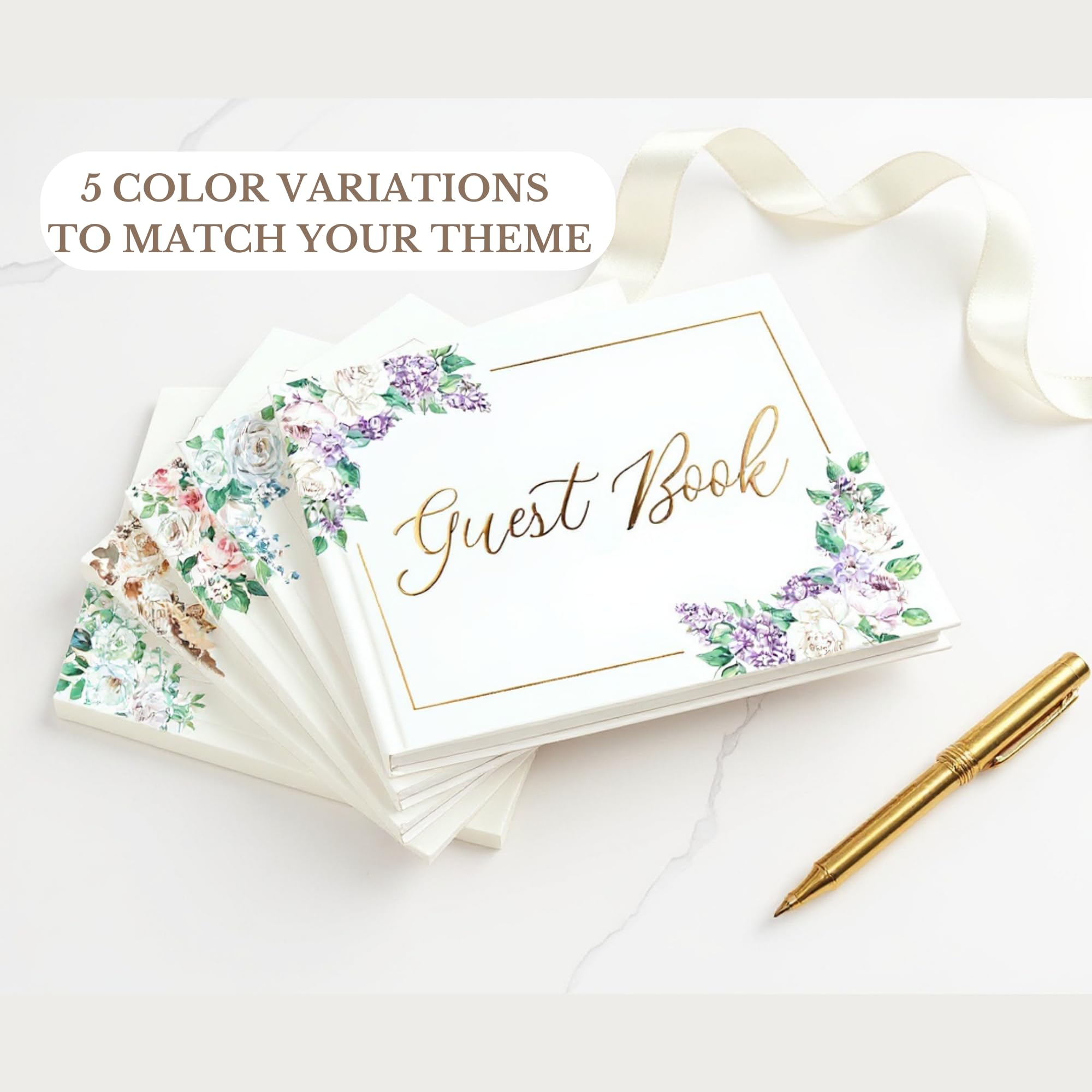 Gästebuch Hochzeit für Gäste zum Unterschreiben Elegante Hochzeit Gästebuch Ideen Einschreibebuch für Braut und Babyparty, Polaroid Gästebuch, 100 dick linierte und leere Seiten für Party,