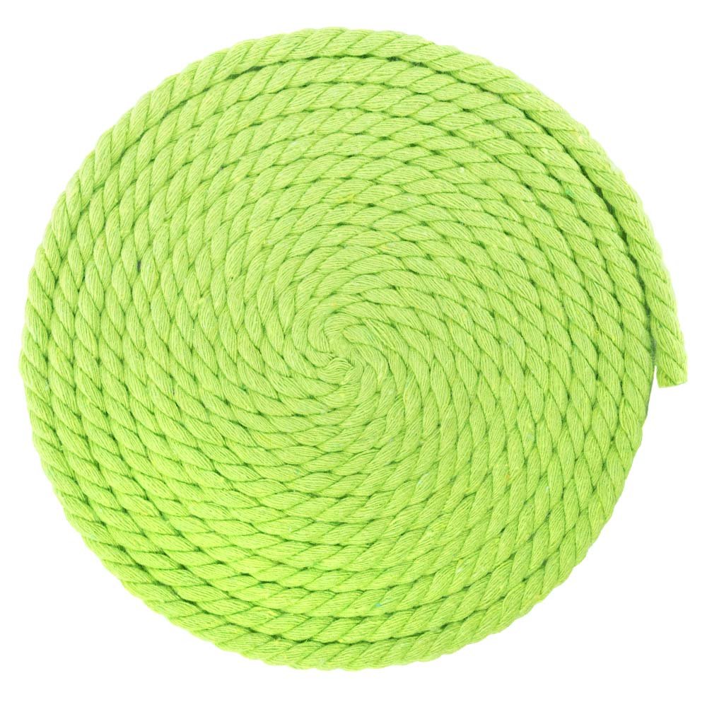 The Craft County Super Soft Cotton Rope in a vibrant Lime Green hue, perfect for detailed crafting.
