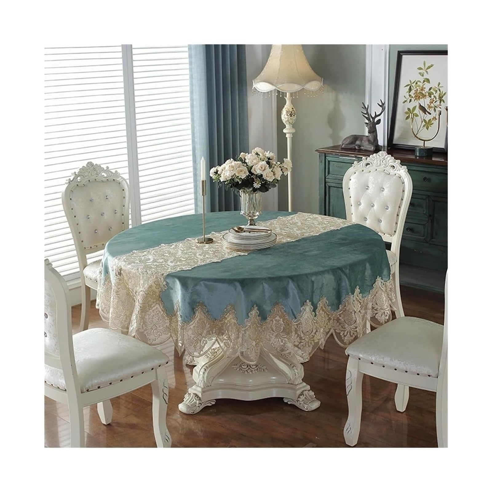 LuMOUzhou Embroidery Lace Round Tablecloth Multiple Sizes(Color2,Diameter 120cm Round)