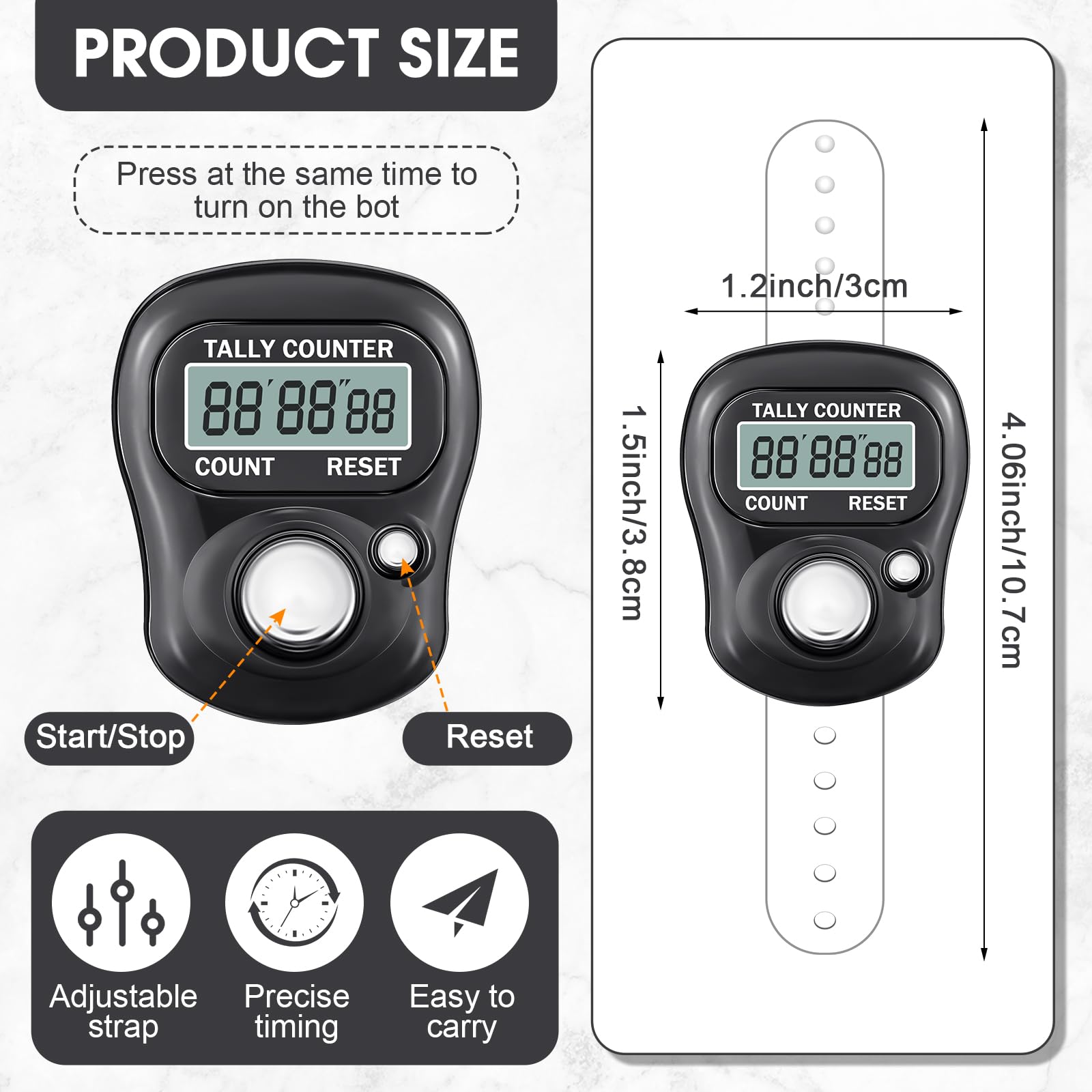 Equsion 30 Pack Finger Stopwatches Timer Sport Stopwatches Compact Digital Finger Watch Bulk, Clear Display, Silent, Ring Type Count Down Timer for Coaches Adults Kids Running Swimming Training - Image 2