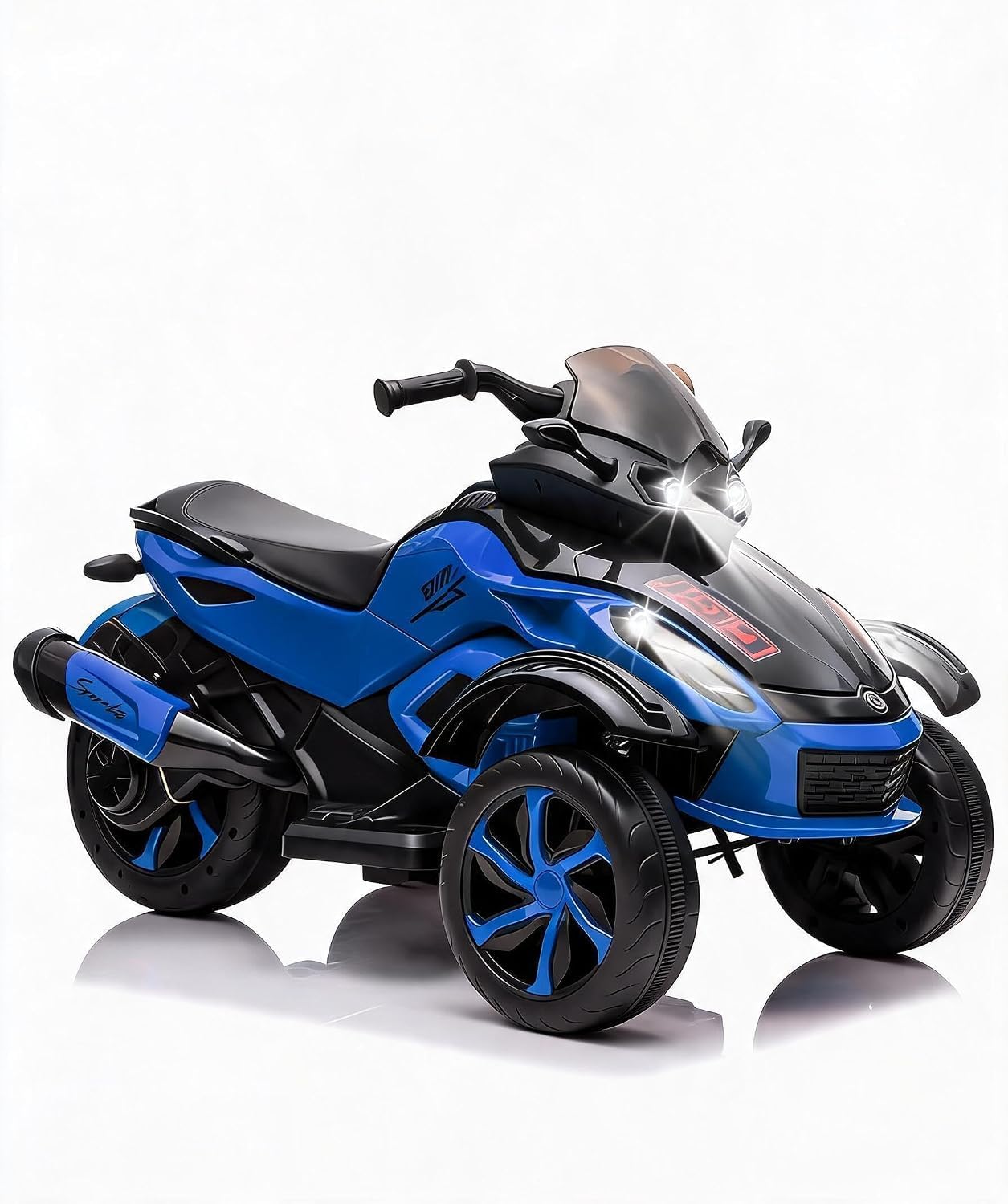 Véhicule électrique Enfant 12V, Moto 3 Roues avec LED Et Musique, Pneus Tout-Terrain, pour Enfants De 3 à 8 Ans