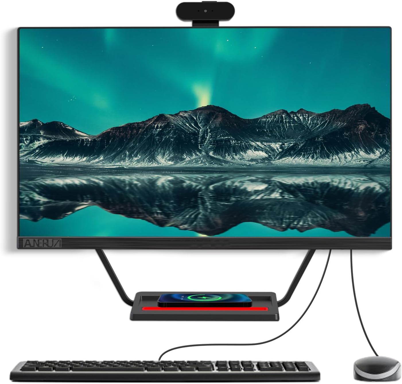 24” All-in-One Desktop Computer with Charging Panel, AMD R5 Quad-Core Desktop PC with Camera, 16G Ram 512G SSD IPS HD Display, WiFi Bluetooth for Home Business Office