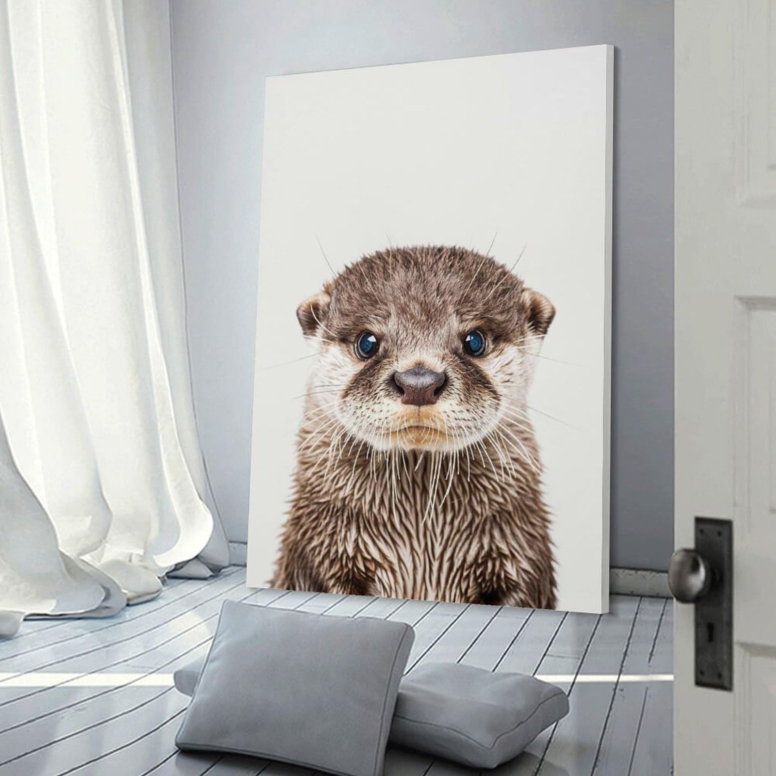 Junmoney Canvas Wall Art Cute Baby Otter, 08x12inch(20x30cm), for New Homes, Bedrooms Or Workspaces, Canvas Artwork with Gifting Potential