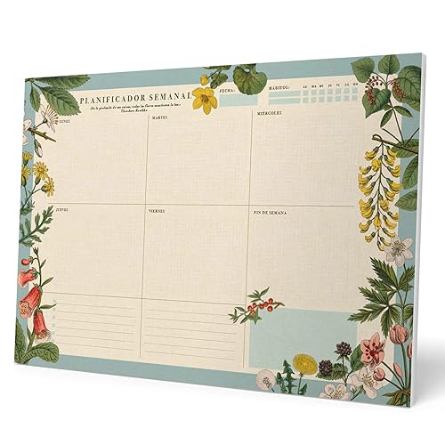 Grupo Erik Spanish Version Botanical Weekly Planner A3 - Desk Calendar - Family Calendar - 54 Tear Off Pages - Desk Planner - Organiser Planner - Friends Gifts