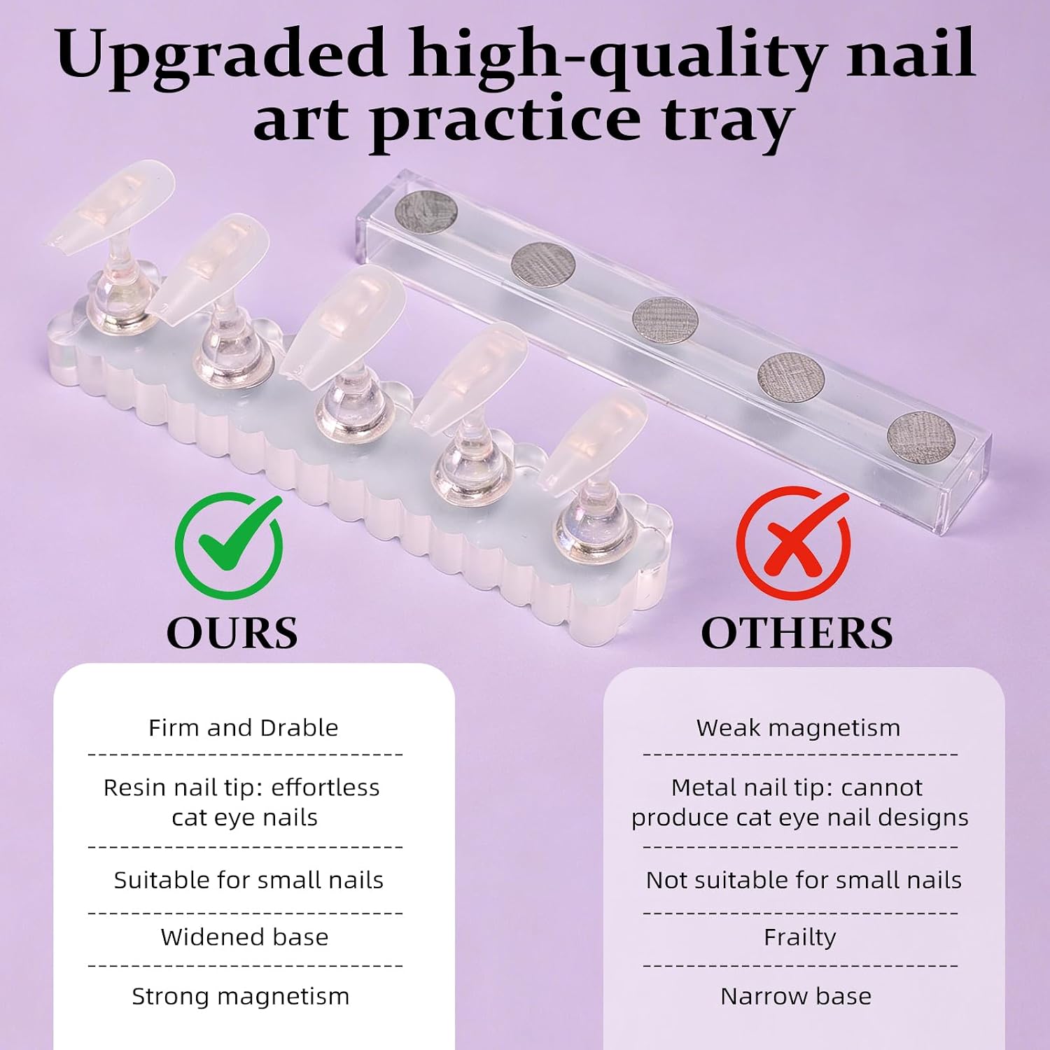 210Pcs Professional Nail Stand for Press Ons Nail Holder for Painting Nails, Upgraded Solid Acrylic Magnetic Fake Nail Stands Tips for DIY Painting Practice Nail Art Tools（Mix)