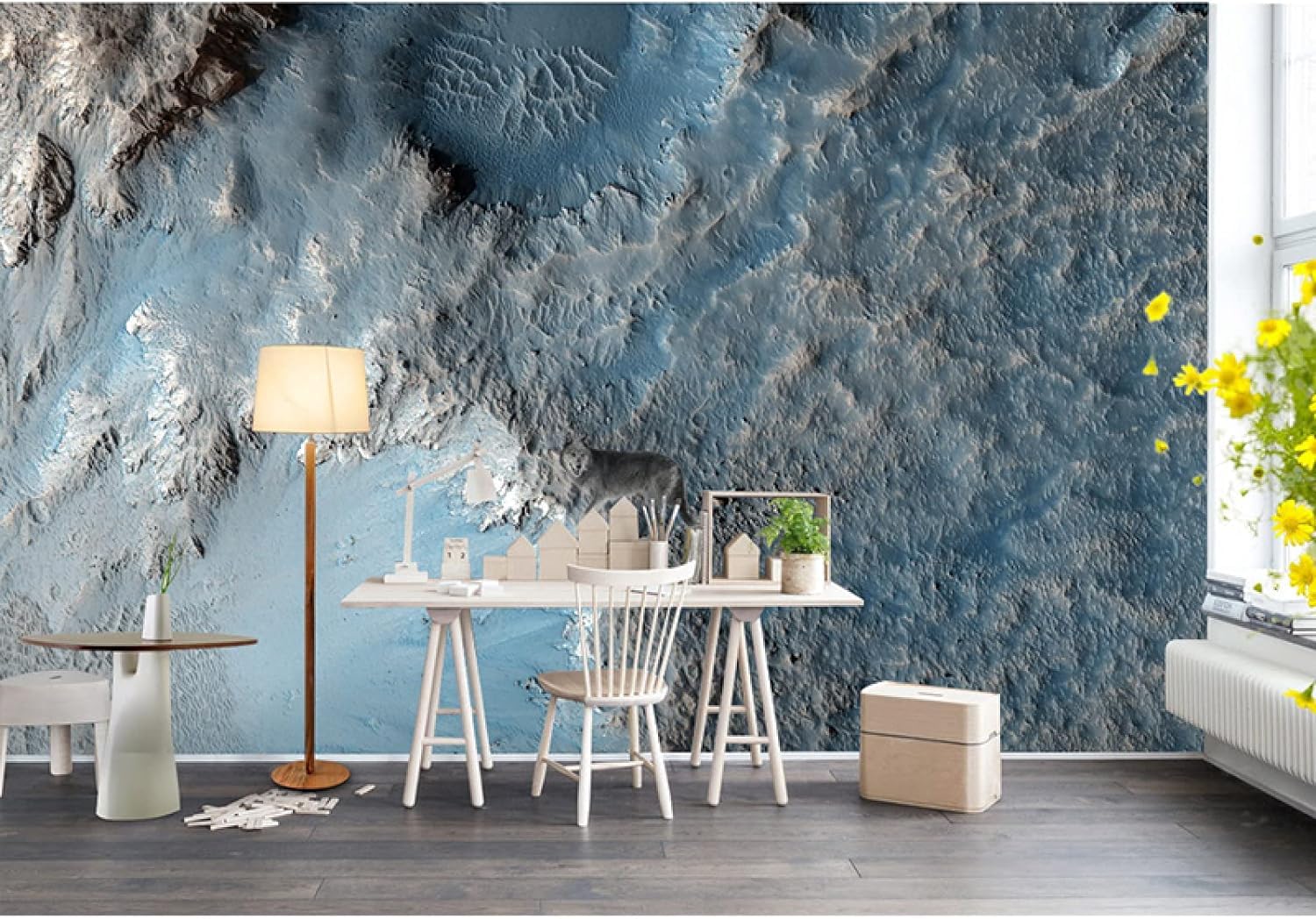 Papier peint mural 3D autocollant marbre lavable et repositionnable