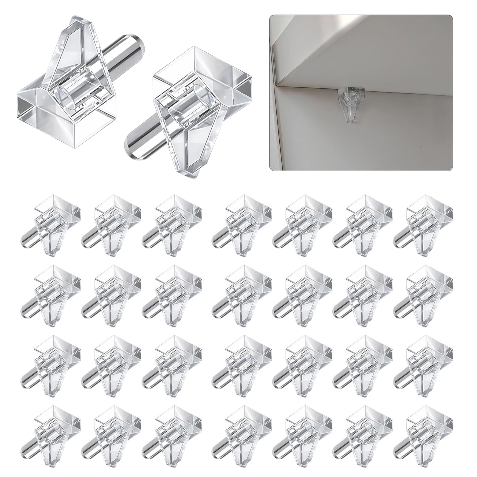 Hengengood 30Pcs Clear Shelf Support Pegs - shelf brackets and supports | Mubboo