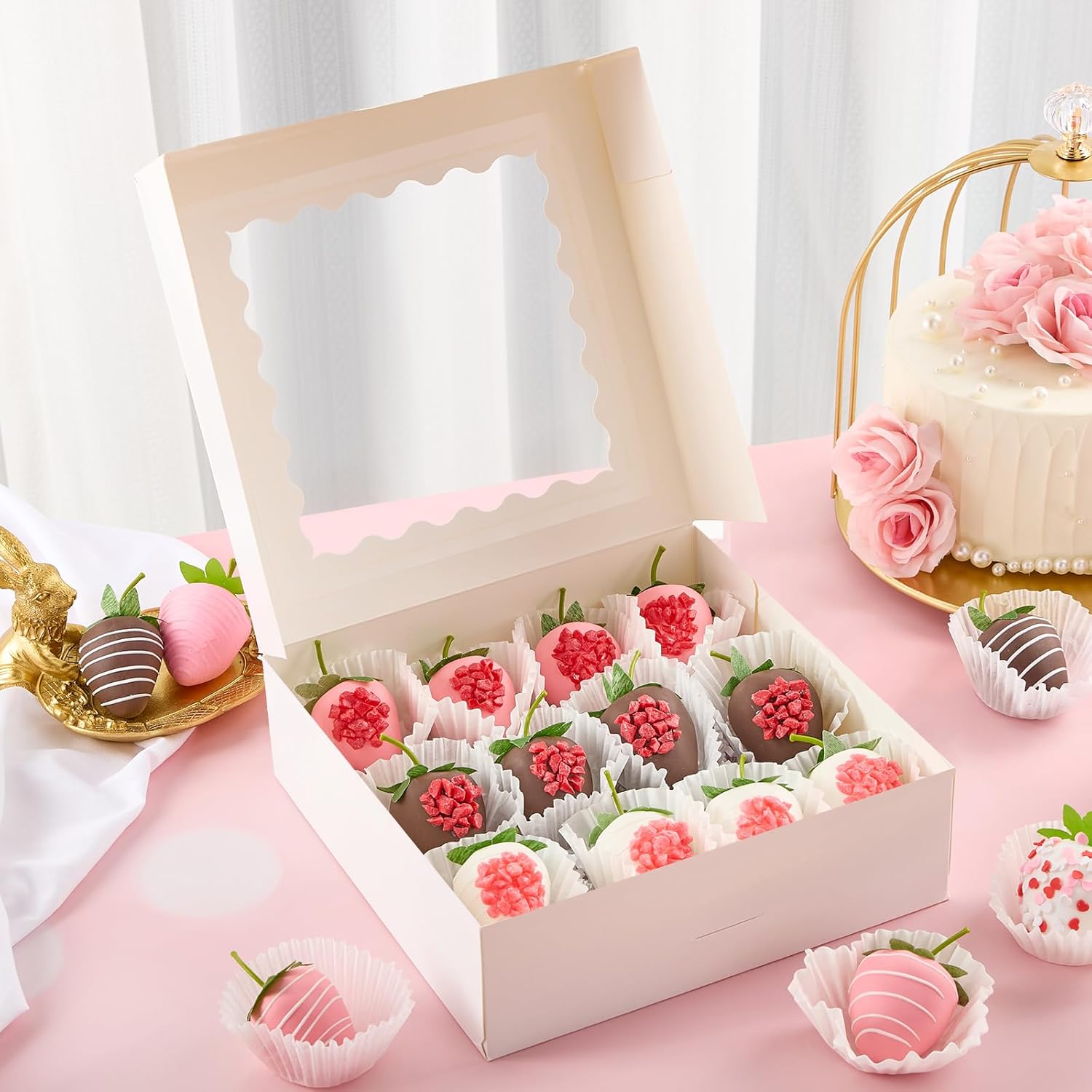Pie Boxes, x 2.5 Inches Bakery Boxes with Window, Auto-up Cookie