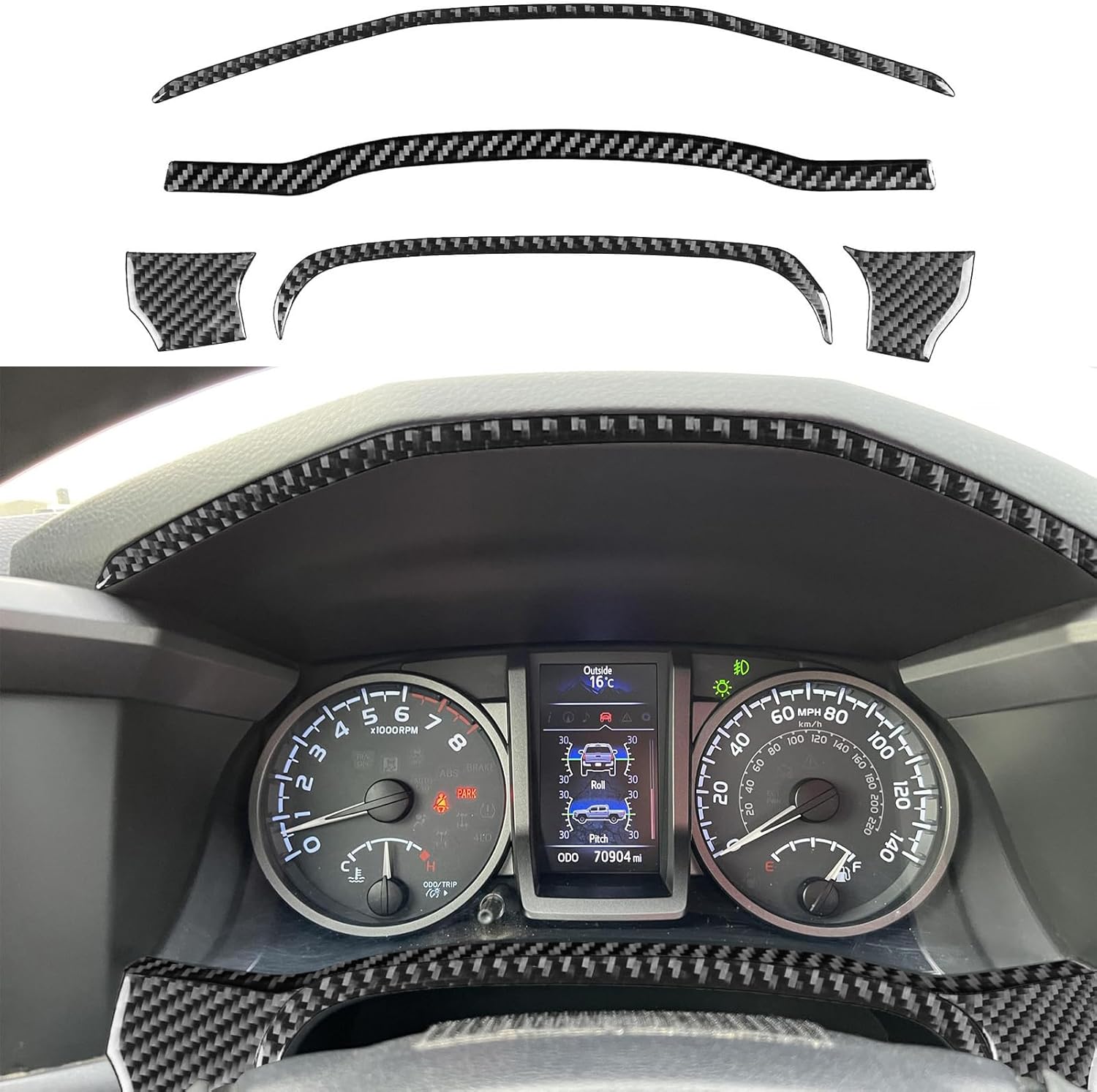 NVCNX Real Carbon Fiber Compatible with Toyota Tacoma 2016-2023 2017 2018 2019 2020 2021 2022 Accessories Car Gear Shift Panel Strip Cover Interior Trim Sticker Decal Black 2PCs