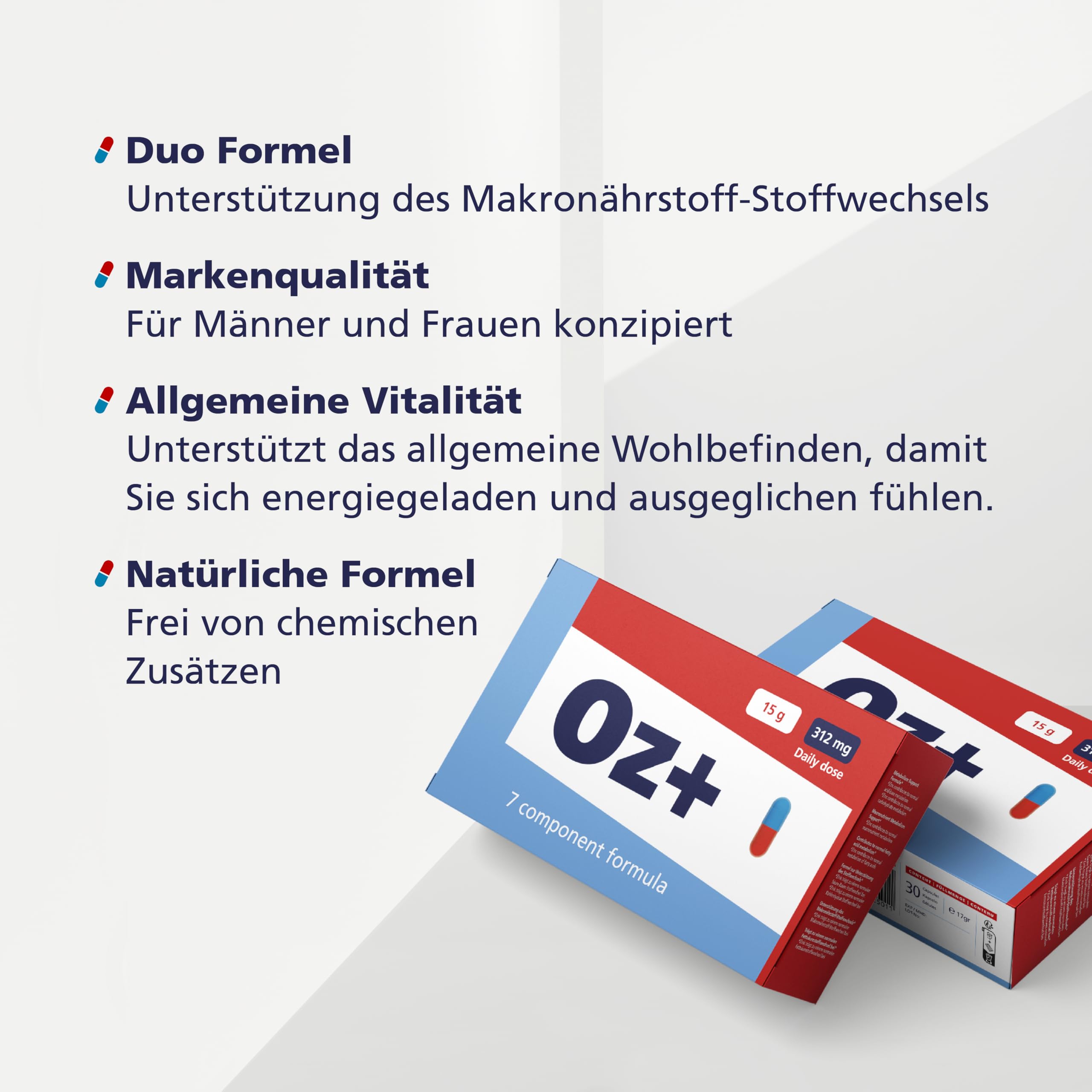 Oz+ Duo Stoffwechsel Kapseln – 7-Komponenten Formel mit Bockshornklee, Capsicum & Zink | Für Männer & Frauen | Vegan, GMO-Frei, Glutenfrei, Laktosefrei | 30 Kapseln (1 Packung)