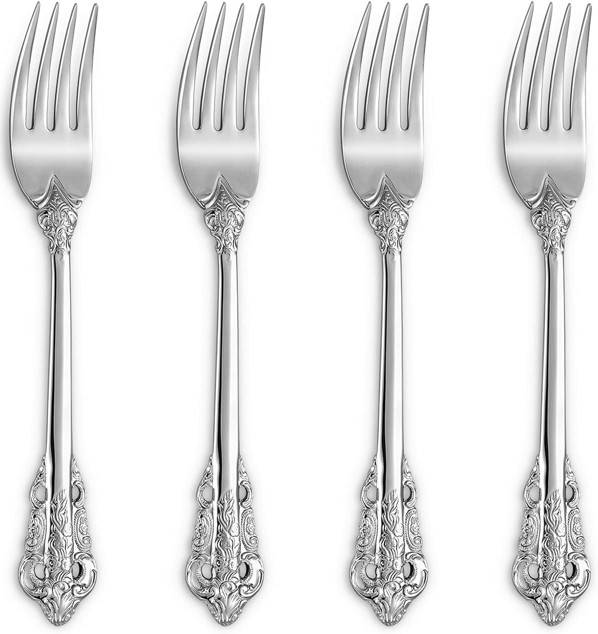 Luxury Salad Forks Dessert Forks Set, Set of 4, 18/10 Stainless Steel, 7 Inches, Dishwasher Safe, Mirror Polished, Silverware Fork Set (Silver)