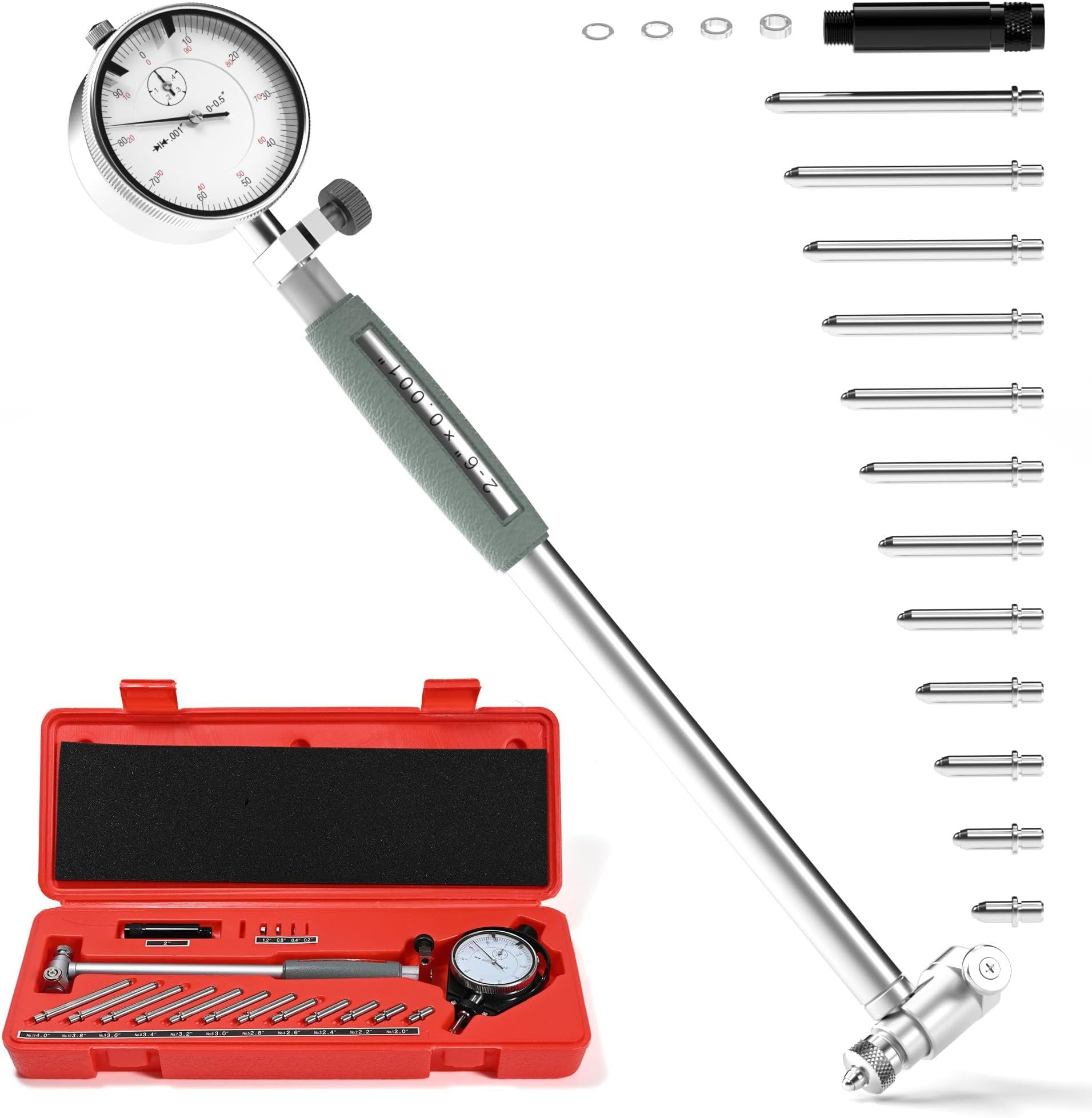 Dial Bore Gauge 2"-6" / 0.001" Engine Hole Cylinder Measurement Gage Inside Micrometer Dial Indicator for Bore Measure Cylinder Tool Kit