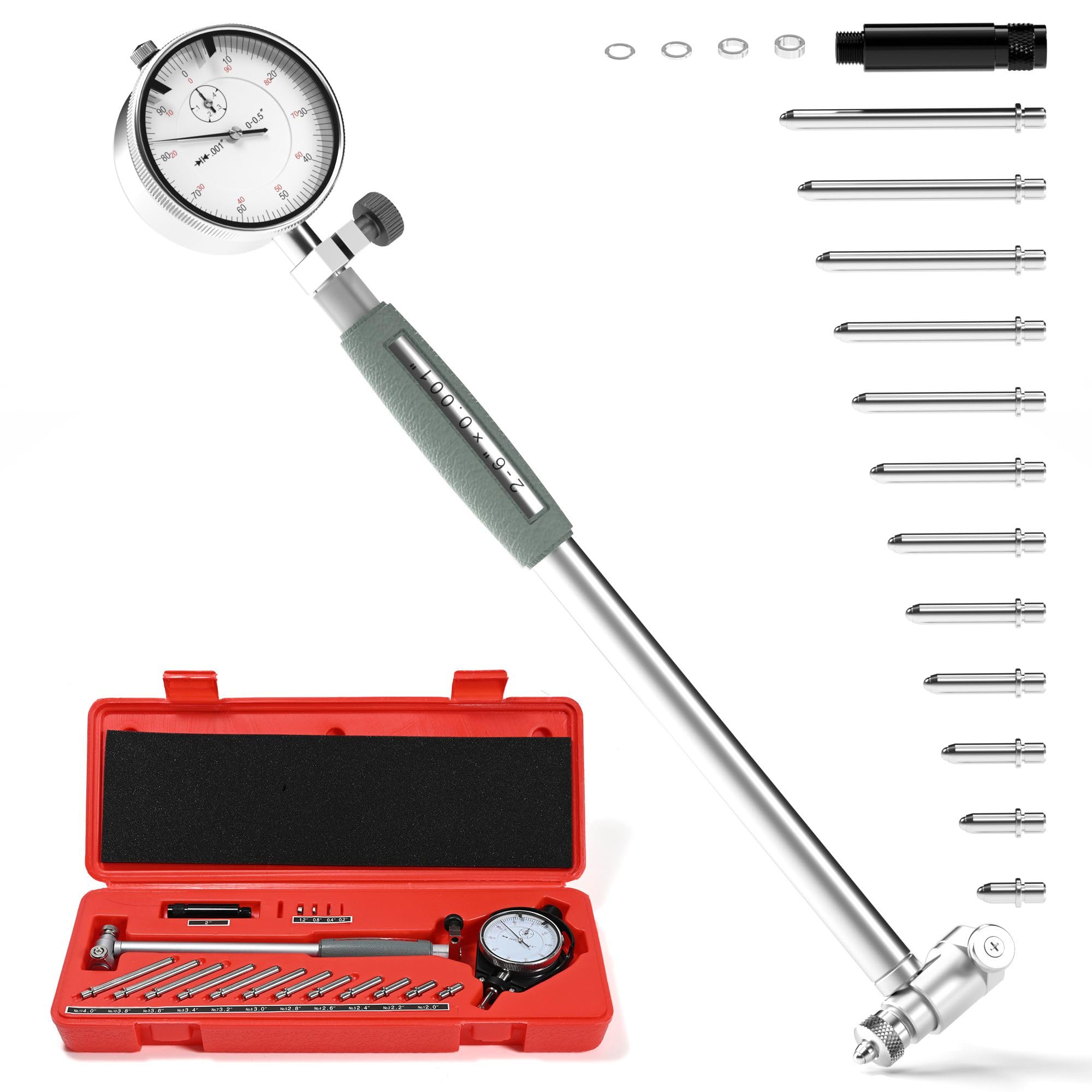 High EagleDial Bore Gauge 2"-6" / 0.001" Engine Hole Cylinder Measurement Gage Inside Micrometer Dial Indicator for Bore Measure Cylinder Tool Kit