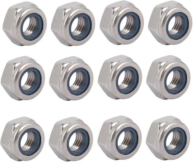 sourcingmap 12pcs M10 x 1.25mm Pitch Metric Fine Thread 304 Stainless Steel Hex Lock Nuts
