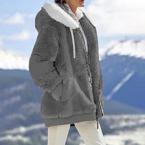 Miniatura 2 de ZEFOTIM Abrigos de invierno para mujer, chaqueta de forro polar, cálida, suave, para exteriores, con forro de sherpa, abrigo grueso con bolsillos