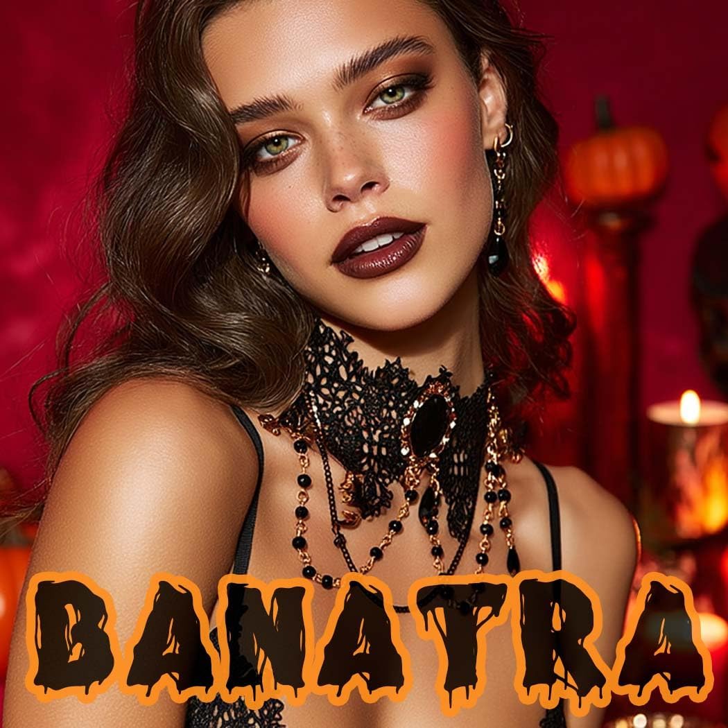 Gothic Choker Necklaces Black Lace Necklace Rhinestone Halloween Necklace Chain for Women - Image 7