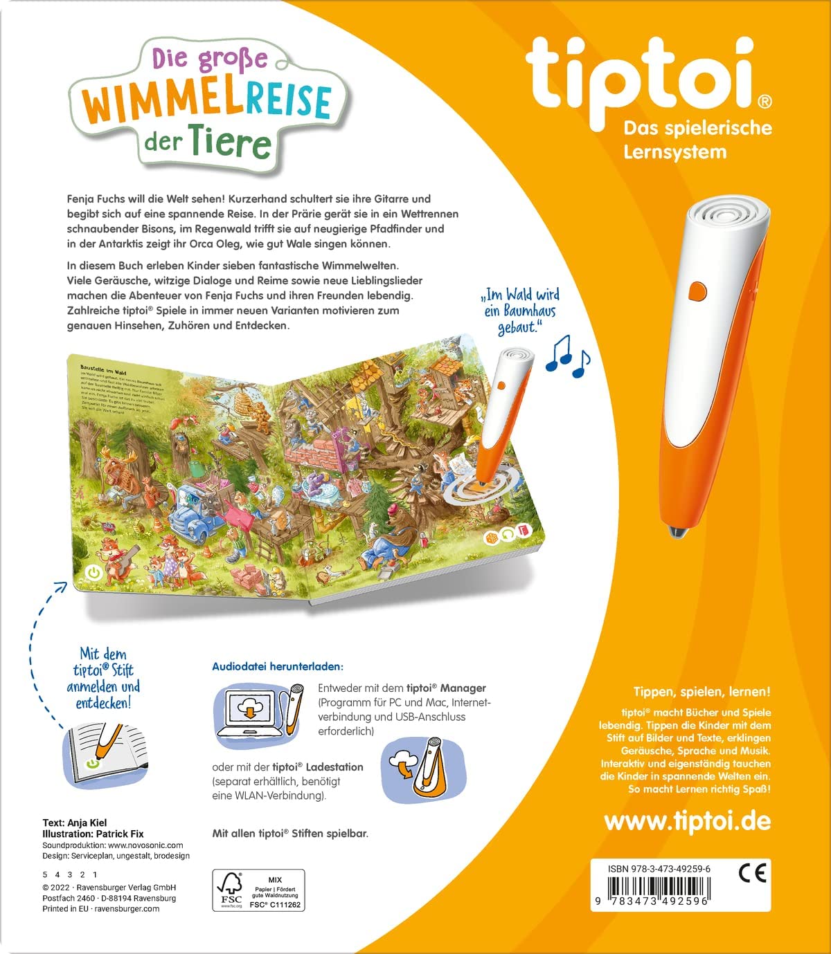 Ravensburger tiptoi książka - Wielka podróż z okaleństwem zwierząt + mapa świata dla dzieci | 4-7 lat