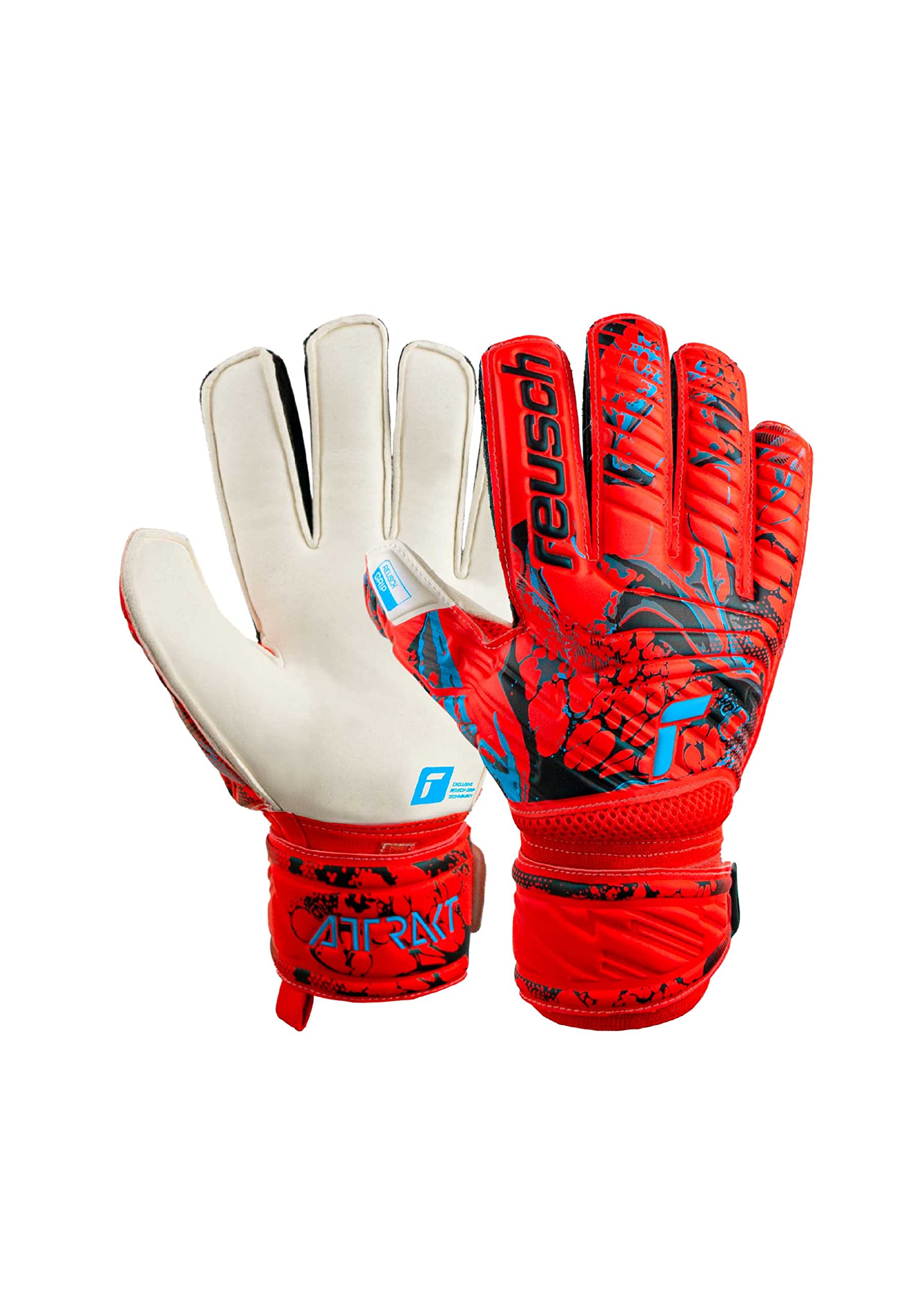 Reusch Unisex Attrakt Grip 99 Goalkeeper Gloves Bright Red/Blue 10