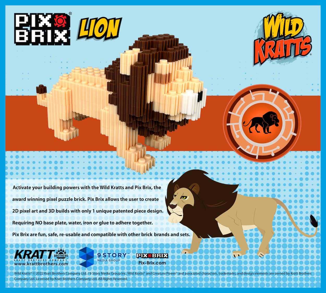 Amazon.com: Pix Brix - Wild Kratts Toy Pixel Art Kit - Lion, 498