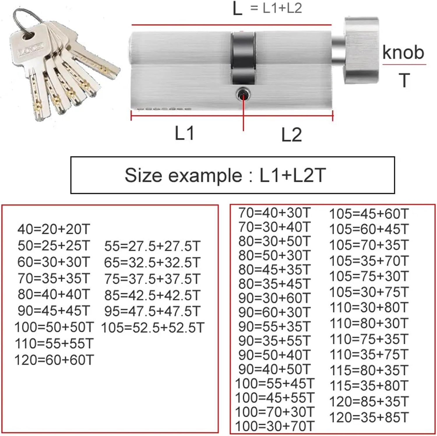 Center Asymmetry Brass Lock Cylinder Aluminum Alloy Door Eccentric Height 32mm 1Pcs(30x50T)