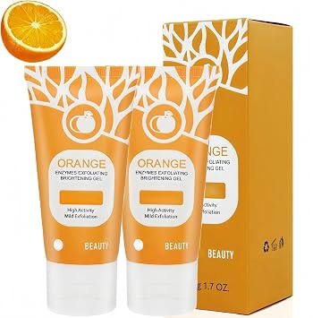 2PCS Orange Exfoliating Gel & Face Scrub,Exfoliating Face Wash & Body Scrub,Organ/ic Orange Exfoliating Gel,Face Scrub & Body Exfoliator,Gentle Peeling Gel for Deep Cleansing Moisturizing Facial