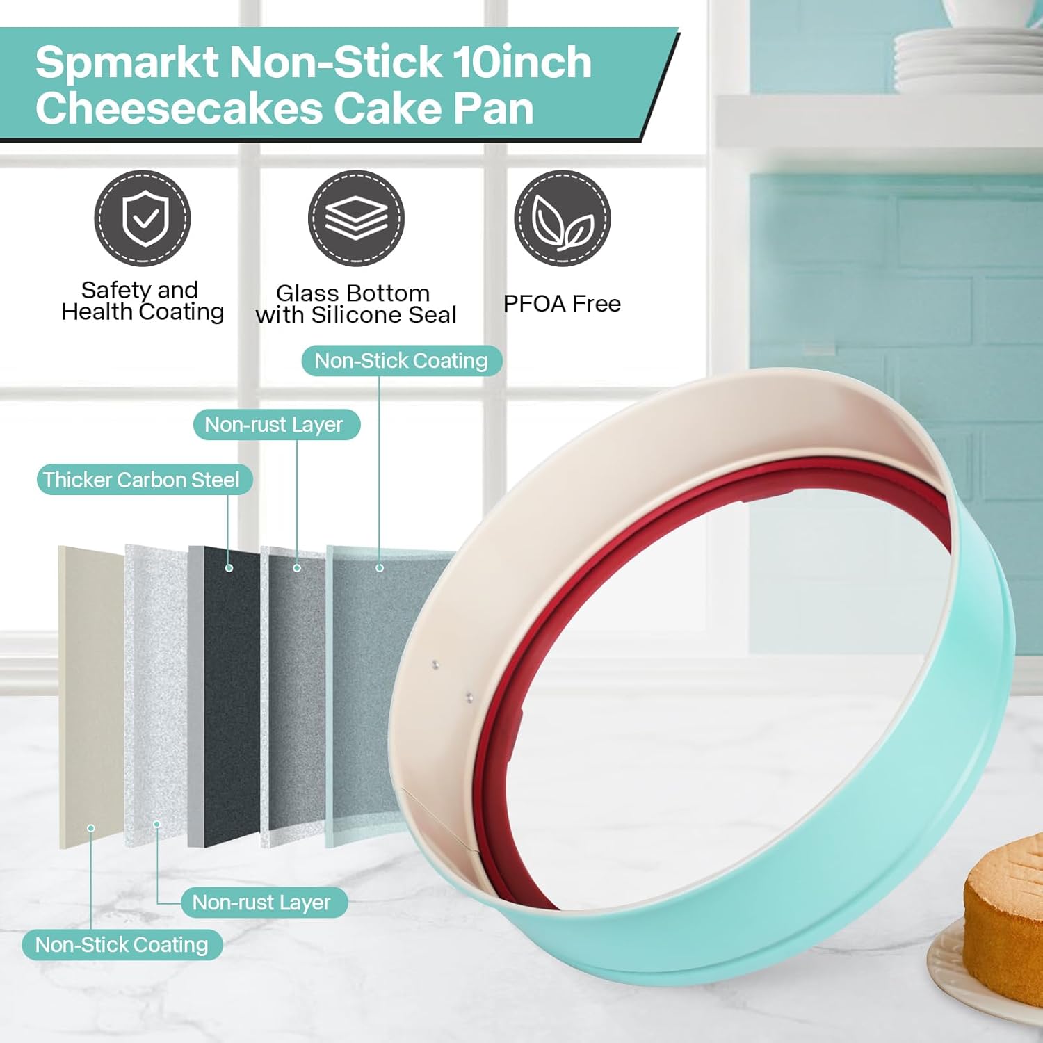 10-Inch Glass Bottom Springform Pan with Silicone Seal, Springform Pan 10 inch Nonstick,10In Cheesecake Pans Springform, Leak-Proof, Nontoxic & Oven-Safe - Image 6