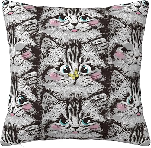 YIPOCH Furry Kitten Face- Throw Pillow Covers 26"x26" Throw Pillow Cushion Cases Decoration for Couch Sofa Pillow Covers fundas para cojines de sala