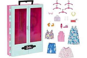 Barbie Fashionistas Mix & Match Closet with 3 Outfits and Styling Accessories