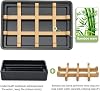 Jaboneras de bambú para ducha con drenaje, portajabón de madera para baño, bandeja fácil de limpiar, duradera y con almohadillas antideslizantes (Negro, cuadrado, individual) 3