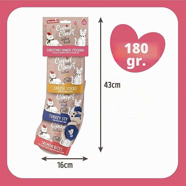 Foto 2 de 7 de Rosewood Cupido y Cometa Navidad Cena Gato Stocking, Cat Treats & Catnip Ratones Juguetes
