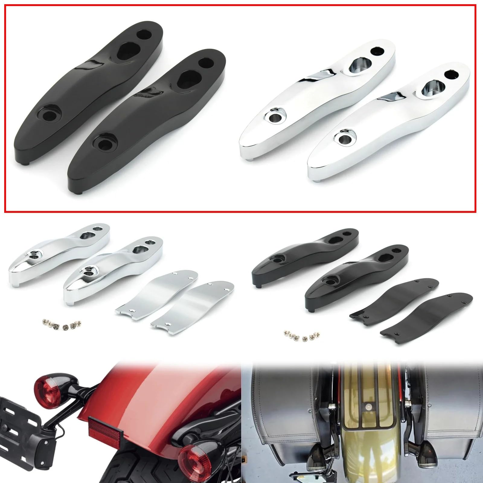 Zestaw do relokacji tylnego kierunkowskazu Harley Softail Slim Breakout Fat Boy FLFB FXBB FXBR czarny plastik