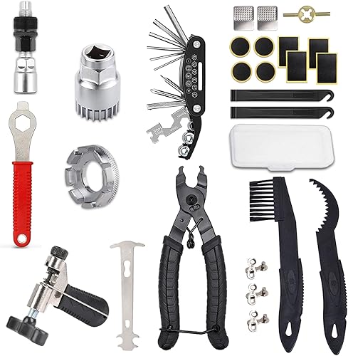 Kit de herramientas de reparación de bicicletas, herramienta de reparación de cadena de neumáticos de bicicleta con interruptor de cadena, alicates