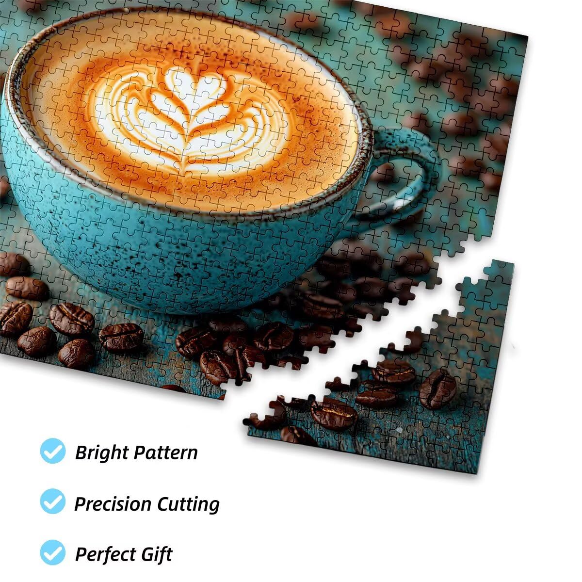 Puzzle 1500 elementów dla dorosłych, do kawy, filiżanki, klasyczne drewniane puzzle dla dorosłych, 87 x 57 cm, niepożądane wyzwanie, gra edukacyjna, gra logiczna, dla całej rodziny, relaksacyjny