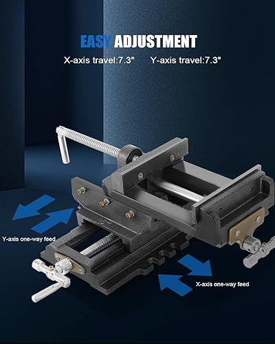 Miniatura 3 de Prensa de taladro de 6 pulgadas, prensa de taladro de 2 ejes, tornillo de banco de prensa de diapositiva cruzada, 6 pulgadas de ancho de mandíbula,