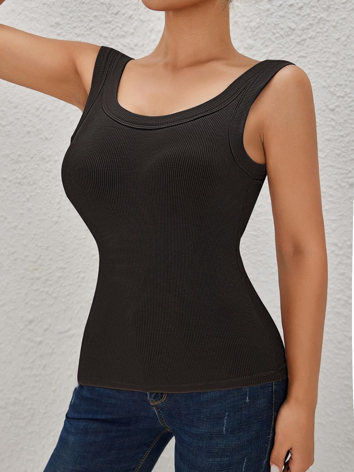 Womens Ribbed Tank Tops with Built in Bra, Sleeveless Shirts for Women Yoga Workout, Fitness Racerback Tops