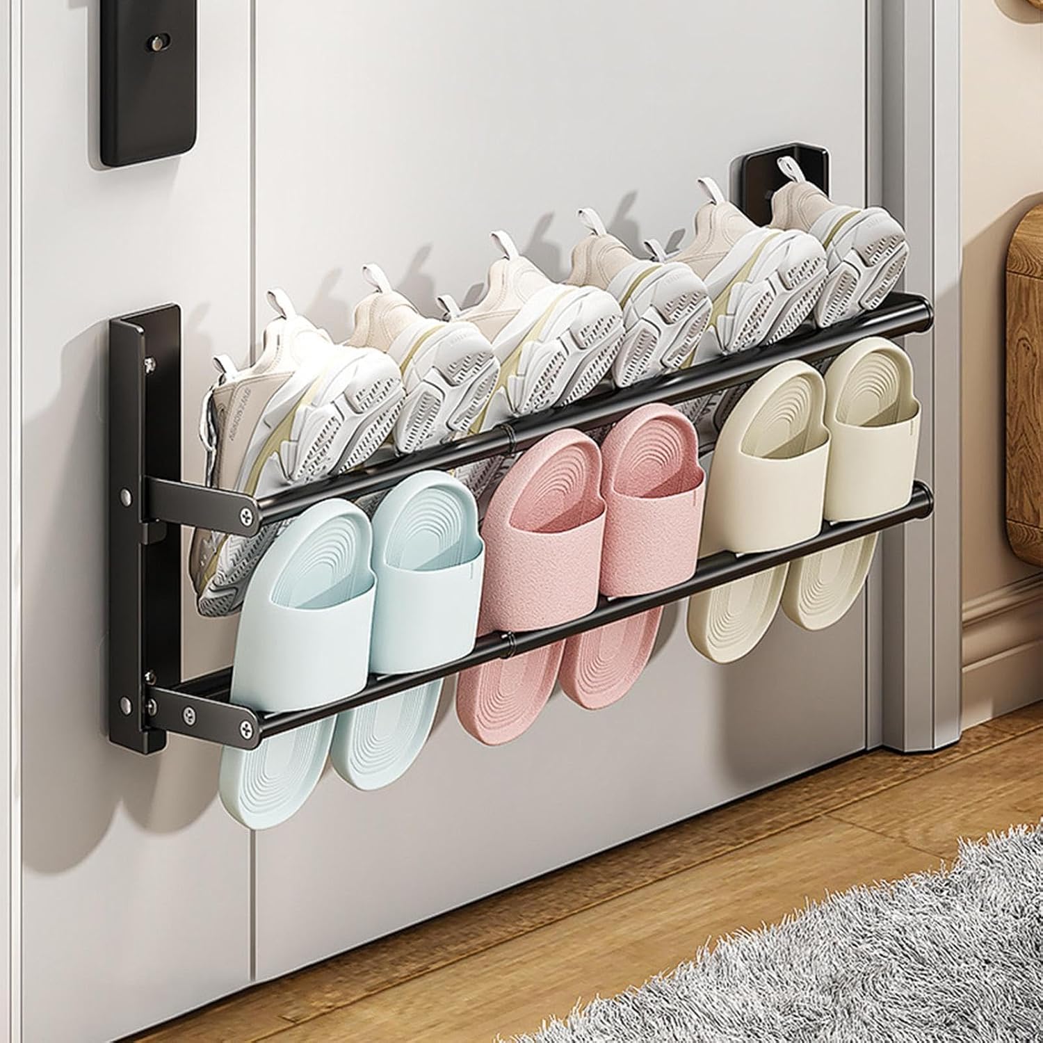 Wall Mounted Shoe Rack Footwear Vertical Foldable Storage Holder