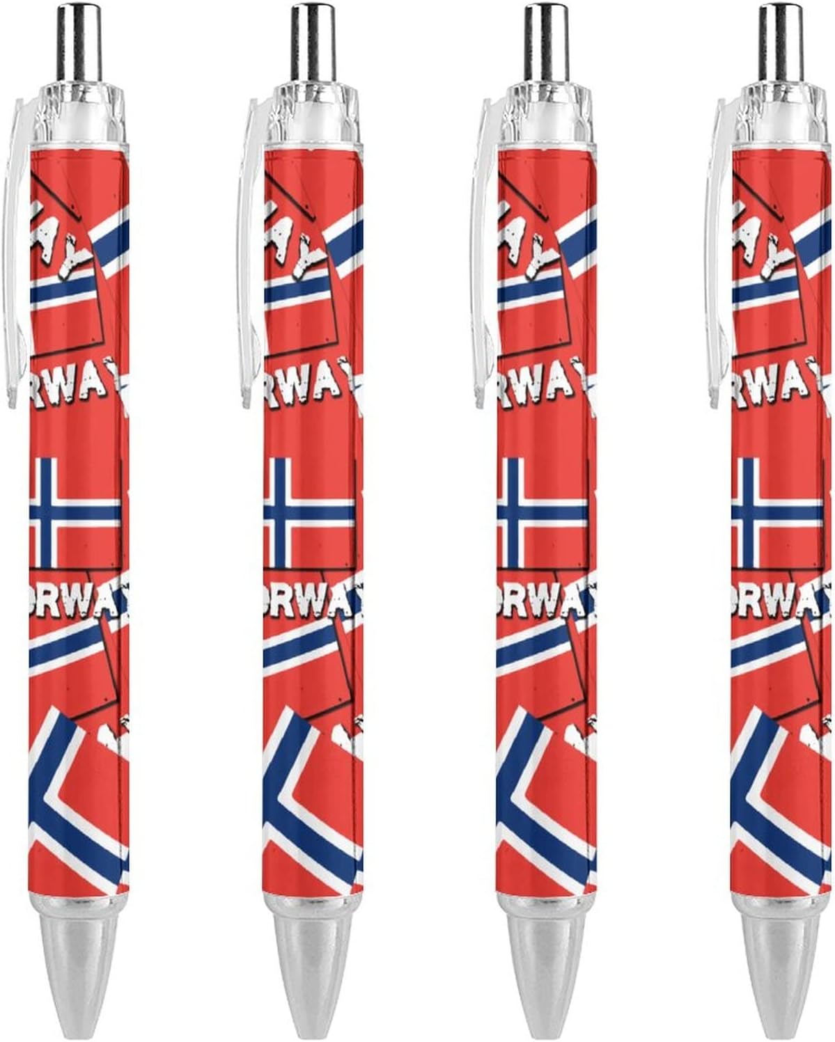 Norway National Pride Norwegian Flag Blue Ballpoint Pens Retractable Liquid Ink Rolling Ball Pens for Men Women