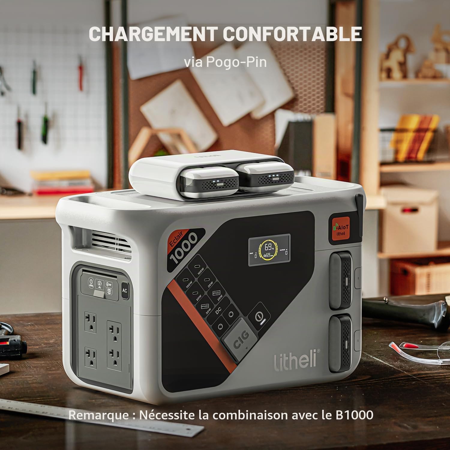 Litheli Chargeur pour batterie U20, 20 000 mAh en environ 1 heure