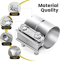 Vista 4 de 1 Pieza Abrazadera de Escape de 2.0 pulgadas Junta a Tope Banda de Acero Inoxidable 304 Abrazadera de Banda de Junta Traslapada de Acero Inoxidable
