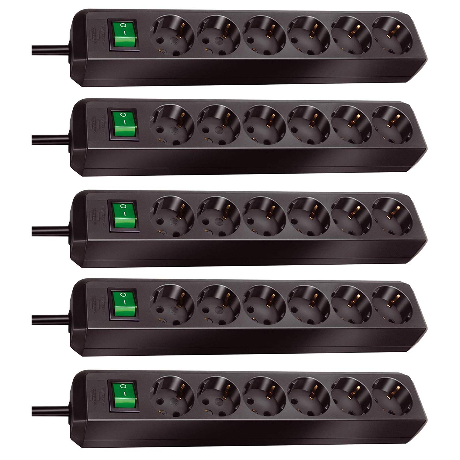 Brennenstuhl Eco-Line - Ciabatta elettrica a 6 prese, con interruttore e cavo da 3 m, a risparmio energetico