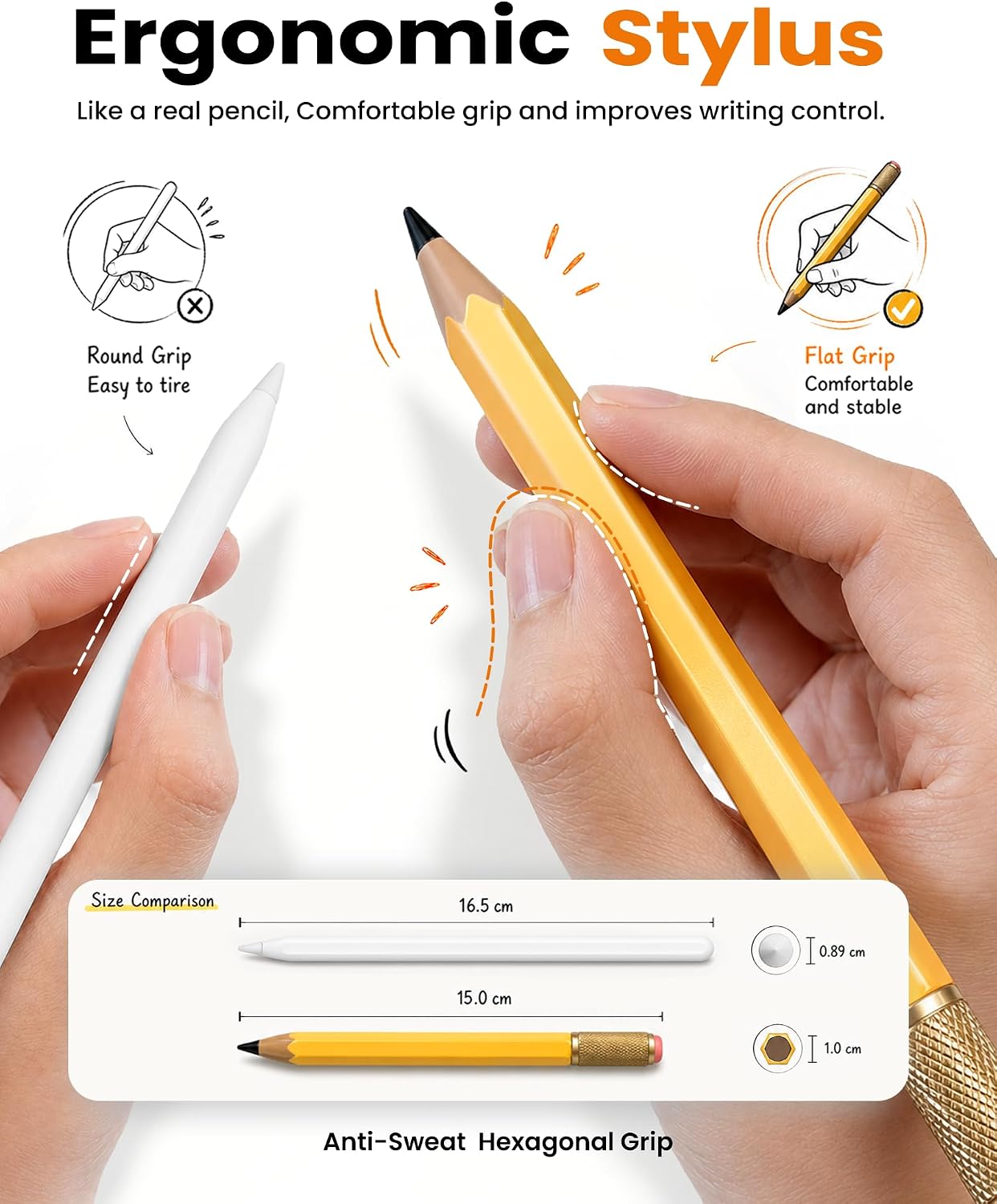 OMOTON Stylus Pen for iPad 2018-2026, SP02 Pencil with Fidget Spinner, Tilt Sensitivity & Palm Rejection, Long Battery for iPad Pro/Air/Mini，Unique Gift for Study, Work & Daily Use - Yellow