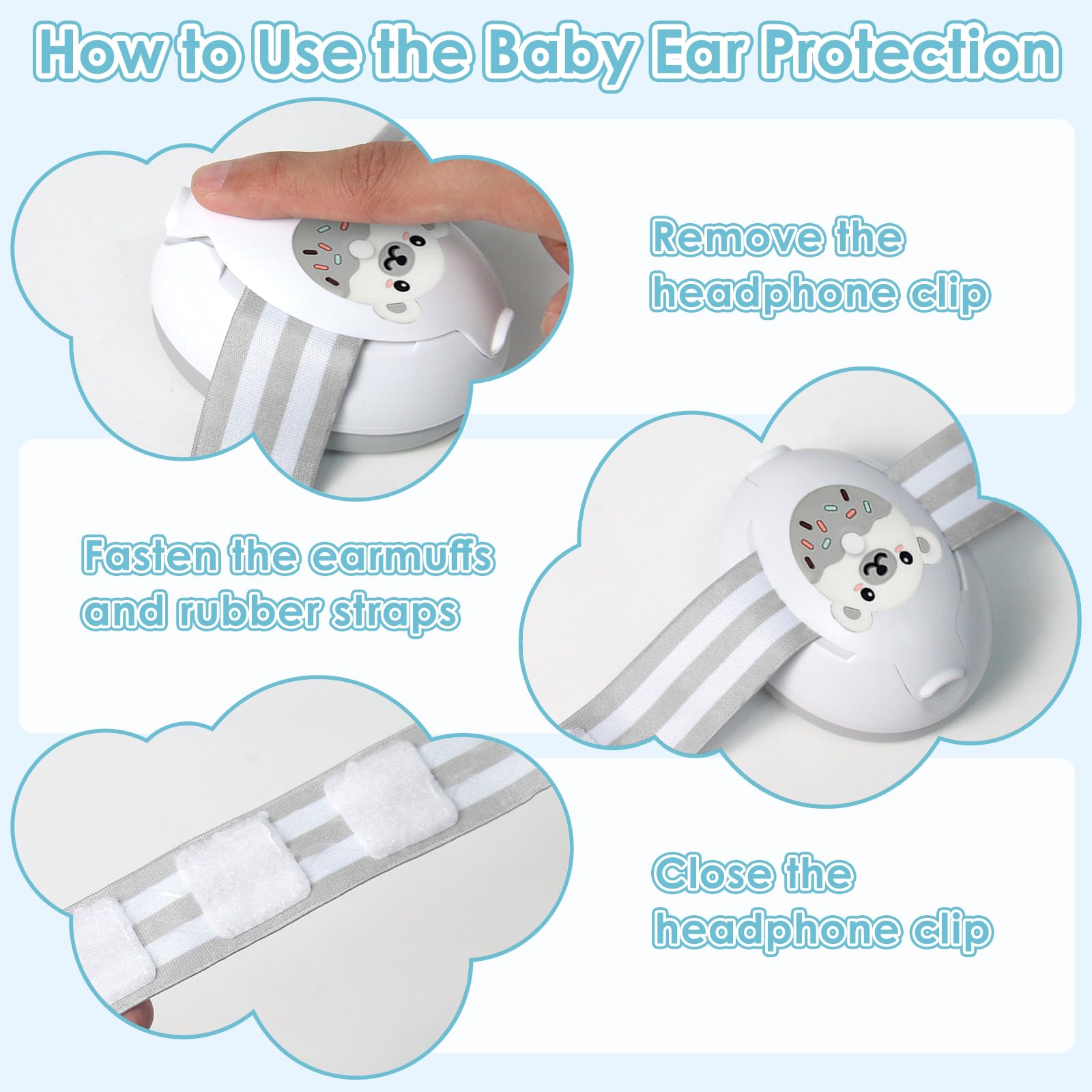 Cuffie Neonato Antirumore, 2 in 1 Protettori Acustici per Neonati, Cuffie per Neonati Antirumore Cuffie Antirumore Neonato Ideale, Protezione Acustica Ideale per Neonati Fino